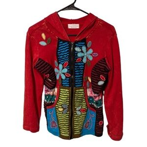 The Collection Royal Red Patchwork Hooded Jacket Size 4
